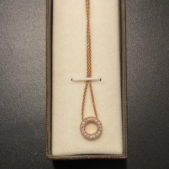 Pandora Jewelry - New, Pandora Logo Pavé Circle Collier Necklace in 14k rose gold-plated